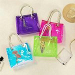 Personalizado 2 Estilos Nacimiento Flor Holográfico Transparente Bolsa Tote con Nombre Playa Accesorios Diario Despedida de Soltera Regalo de Navidad para Novias Mujeres
