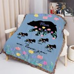 Couverture personnalisée avec pompons 1-8 noms et titres Cadeau d'anniversaire Fête des mères Maman Grand-mère