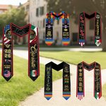 Personlig mexikansk amerikansk flagga Graduation Stole med namn och år Graduation Celebration Gift för klass 2026-akademiker