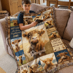 Personalised Cute Highland Cow Soft Throw Blanket with Tassels and Name Home Decor Anniversary Birthday Gift for Cowboy Cowgirl