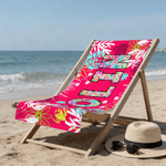 Personalised Toile De Jouy Graffiti Floral Quick Dry Oversized Beach Towel with Name Summer Vacation Travel Essentials Birthday Gift for Friend Family