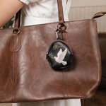 Sac de rangement pour chapelet en cuir PU avec nom Cadeau religieux de baptême pour les chrétiens