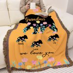 Couverture personnalisée avec pompons 1-8 noms et titres Cadeau d'anniversaire Fête des mères Maman Grand-mère