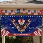 Personalizado 250 Aniversario Bandera Americana Fuegos Artificiales Águila Fiesta Banner con Texto Día de la Independencia Regalo para Americano