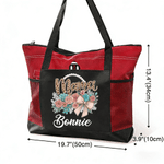 Personalised Bow Flower Large Oxford Tote Bag with Name Birthday Mother's Day Gift for Mom Grandma
