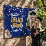 Personligt grattis till examen Fotobanner med namn och år Partybakgrund Dekorationsdekoration Examensgåva för nyutexaminerade