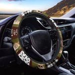 Personalized 3 Pet Photo Plaid Design Car Steering Wheel Cover with Name Birthday Anniversary Gift for Pet Lovers Car Owners