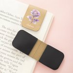 Personalised Multicolor Retro Birth Flower Magnetic PU Leather Bookmark Clip with Name Book Club Birthday Gift for Bookworms Reading Lovers