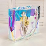 Personalizado 2 Estilos Nacimiento Flor Holográfico Transparente Bolsa Tote con Nombre Playa Accesorios Diario Despedida de Soltera Regalo de Navidad para Novias Mujeres