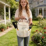 Personalised Leaf Flower Foldable Waterproof Gardening Bag with Name Birthday Retirement Mother's Day Father's Day Gift for Mother Father