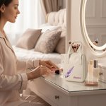 Personalized Watercolor Birth Flower PU Leather Handheld Makeup Bag with Name Birthday Anniversary Gift for Woman Girlfriend Sister