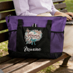 Personalised Bow Flower Large Oxford Tote Bag with Name Birthday Mother's Day Gift for Mom Grandma