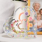 Personalized Birth Flower Butterfly Heart-Shaped Acrylic Plaque with Names Home Decor Mother's Day Gift for Mom Grandma