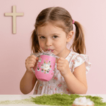 Tasse à bec isotherme 10 oz avec nom Baptême catholique Prière Utilisation quotidienne Cadeau pour enfant en bas âge