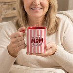 Personalized Watercolor Photo Striped Design 11 oz 15 oz Ceramic Coffee Mug with Title Daily Use Birthday Mother's Day Gift for Grandma Mom