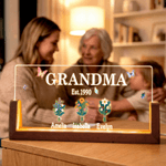 Personalised Butterflies 1-8 Birth Flowers Acrylic LED Night Light with Wooden Base and Name Home Decor Birthday Gift for Mother Grandmother