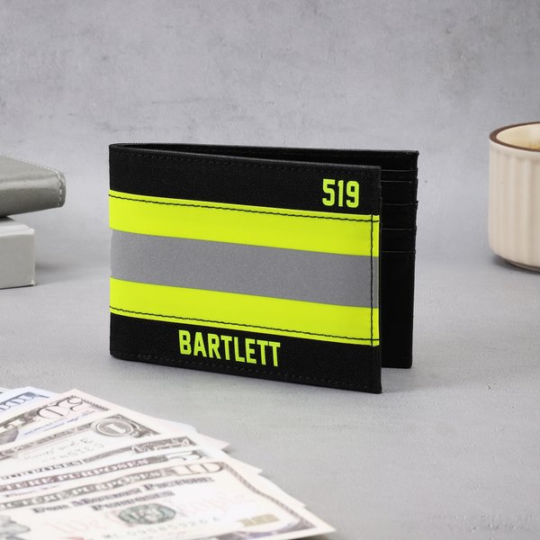 Personalized Fire Fighting Oxford Cloth Wallet with Name and Badge Number Portable Accessories Father's Day Birthday Gift for Firemen Men
