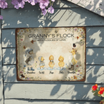 Personalised Duck Family Retro Garden Metal Sign with Name and Text Garden Decoration Mother's Day Birthday Gift for Grandma Mom