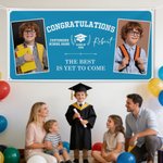 Personalized Multicolor Congratulations Photos Banner with Name Text and School Name Party Backdrop Decor Class of 2026 Graduation Gift for Graduates