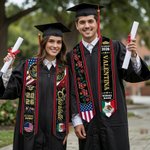 Personlig mexikansk amerikansk flagga Graduation Stole med namn och år Graduation Celebration Gift för klass 2026-akademiker