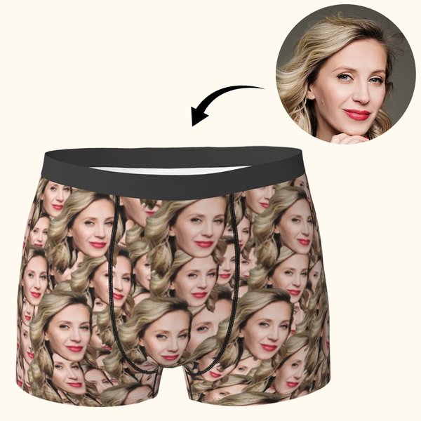 Give Him A Naughty Surprise - Personalised Face Photo Men's Underwear Boxer Brief