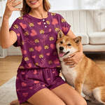 Personalized Multicolor Paw Print Lip 1-5 Face Photos Family Pajama Set Daily Wear Father's Day Mother's Day Birthday Gift for Man Woman