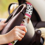 Personalized 3 Pet Photo Plaid Design Car Steering Wheel Cover with Name Birthday Anniversary Gift for Pet Lovers Car Owners