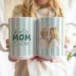Personalized Watercolor Photo Striped Design 11 oz 15 oz Ceramic Coffee Mug with Title Daily Use Birthday Mother's Day Gift for Grandma Mom