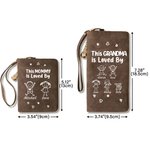 Personalised Cute Cartoon Kid Line Drawing PU Leather Wristlet Wallet with Title and Name Mother's Day Birthday Gift for Mom Grandma