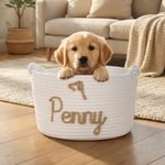 Gepersonaliseerde Speelgoedmand en Huisdierbed met Naam voor Kat en Hond Verjaardag Adoptie- of Jubileumcadeau voor Huisdierliefhebbers