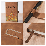 Cahier A5 personnalisé avec nom et pages lignées, fleur de naissance multicolore, usage quotidien, fournitures de bureau, cadeau de fête des mères pour maman et amie