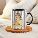 Personalized Watercolor Photo Striped Design 11 oz 15 oz Ceramic Coffee Mug with Title Daily Use Birthday Mother's Day Gift for Grandma Mom