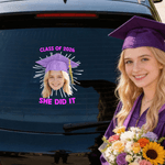 Adesivo impermeabile per auto con nome Regalo di laurea per laureati personalizzato con foto del volto del cappello di laurea