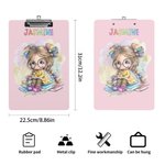 Porte-blocs en acrylique personnalisé avec nom Fille lisant un dessin animé Cadeau d'anniversaire pour étudiants