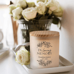 Personalized In Loving Memory Floral Wreath Design LED Candle Jar with Text Memorial Gift for Loss of Loved One