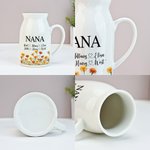 Personalised Birth Flower Ceramic Plant Vase with Handle Title and Names Birthday Mother's Day Gift for Mom Grandma Family