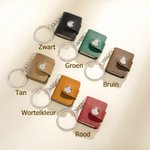 Gepersonaliseerde Mini Fotoalbum-sleutelhanger van PU-leer met Tekst en Ruimte voor 10-14 Foto’s Verjaardag- of Jubileumcadeau voor Vrienden Koppels