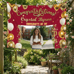 Personalized Congratulations Balloon Photo Banner with Name and Year Party Backdrop Decor Graduation Gift for Graduates