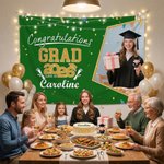 Personligt grattis till examen Fotobanner med namn och år Partybakgrund Dekorationsdekoration Examensgåva för nyutexaminerade