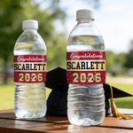 Personalised Congratulations Class of 2026 Water Bottle Label Sticker with Name and Year Graduation Party Gift for Graduates