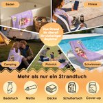 Personalisiertes Strandtuch mit Cartoon-Figur | Fluid-Art-Design | in 2 Größen erhältlich | Sommerausflug Geburtstag Geschenk für Familie Freunde