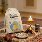 Gepersonaliseerde Cadeautas voor Eid Mubarak met Halve Maan Ster en Boog met Koord en Naam Ramadan- en Eid-cadeau voor Kinderen