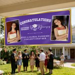 Personalized Multicolor Congratulations Photos Banner with Name Text and School Name Party Backdrop Decor Class of 2026 Graduation Gift for Graduates