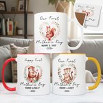 Personlig hjärtkrans söt mamma-barn djur keramisk kaffemugg med text och underlägg daglig användning första mors dag present till mamma