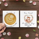Personlig hjärtkrans söt mamma-barn djur keramisk kaffemugg med text och underlägg daglig användning första mors dag present till mamma