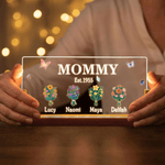 Personalised Butterflies 1-8 Birth Flowers Acrylic LED Night Light with Wooden Base and Name Home Decor Birthday Gift for Mother Grandmother