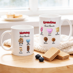 Personlig 1-10 Cartoon Cookie Wafer 11oz 15oz keramisk kaffemugg med namn och titel Mors dag Födelsedagspresent till mamma mormor