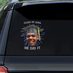 Adesivo impermeabile per auto con nome Regalo di laurea per laureati personalizzato con foto del volto del cappello di laurea