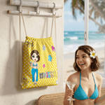 Personalisierte bunte Cartoon-Charakter Drawstring Tasche mit Namen Outdoor-Aktivitäten Strand Party Geburtstag Geschenk für Frauen Besties Familie