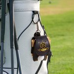 Personalized Golden Golf Badge Initial PU Leather Golf Ball Bag Tee Holder with Name Golf Club Birthday Gift for Golf Lovers